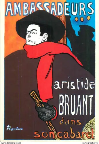 A5374 Ambasadeurs Aristide Bruant dans son cabaret Henri de Toulouse Lautrec signed artwork