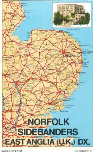 A5374 England Norfolk map and Norwich Castle