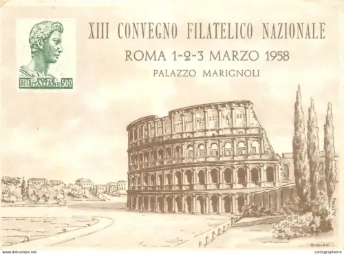 A5374 Italy Roma Il Colosseo XIII Philatelic Congress 1958