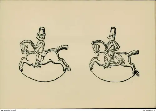 A5919 Rocking horse silhouette caricature card
