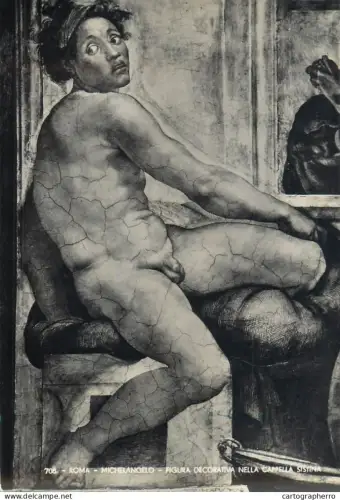 A5370 Italy Roma Cappella Sistina Figura Decorativa di Michelangelo