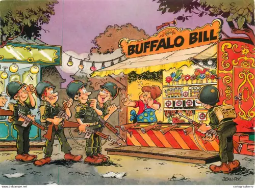 A5366 Military humour comic caricature postcard Jean-Pol signed artwork