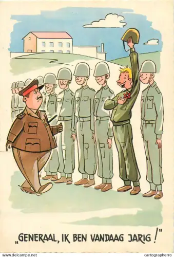 A5366 Military humour comic caricature postcard "General, today is my birthday"