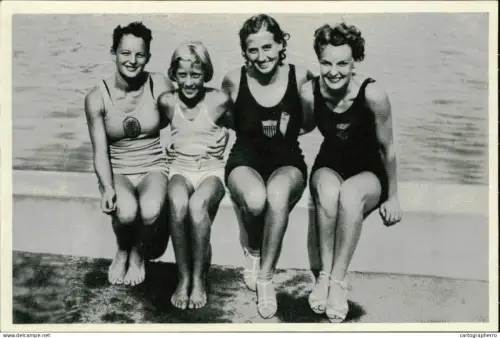 Germany Berlin Olympics Olympia 1936 Cigarettes Trade Card - Vier amerikanische Schwimmeisterinnen