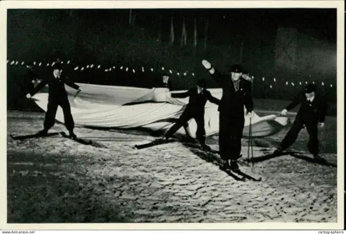 Germany Berlin Olympics Olympia 1936 Cigarettes Trade Card - ski Banner