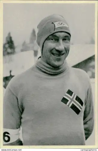 Germany Berlin Olympics Olympia 1936 Cigarettes Trade Card - Ivar Ballangrud