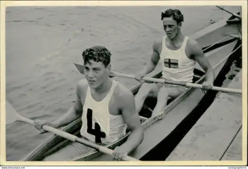 Germany Berlin Olympics Olympia 1936 Cigarettes Trade Card - Sven Johansson und Eric Bladstrom