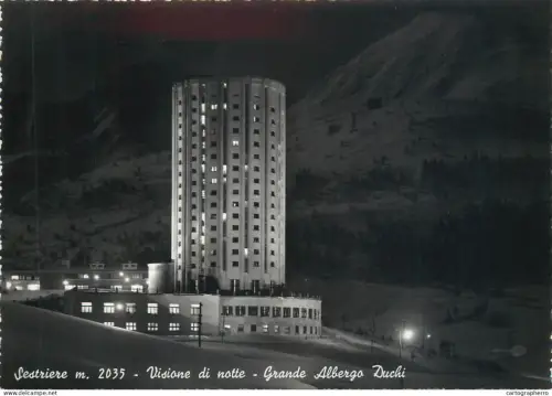 A5354 Italy Sestriere Grande Albergo Duchi vista di notte