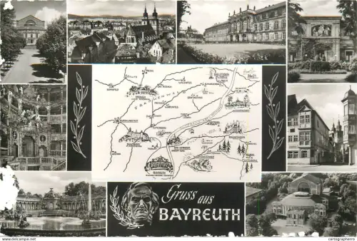A5346 Germany Gruss aus Bayreuth map, multi view souvenir
