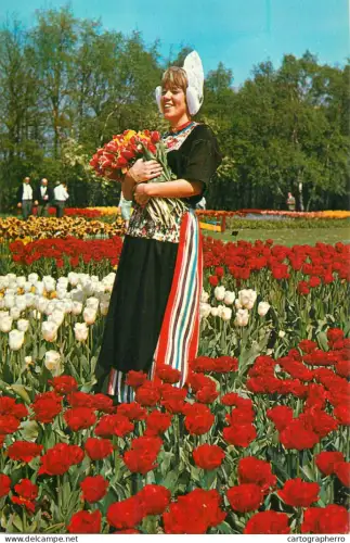 A5395 Netherlands in flower decoration Dutch woman with typical clothing
