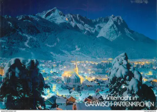 A5394 Germany Garmisch-Partenkirchen winter night panoramic view