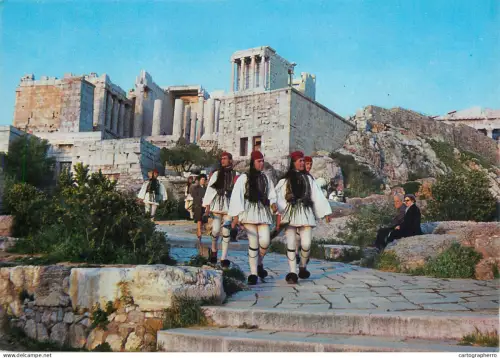 A5394 Greece Athens Evzones guards at Acropolis Propilae