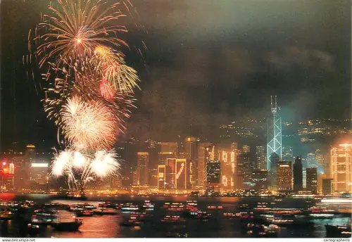 A5393 Hong-Kong fireworks night scene