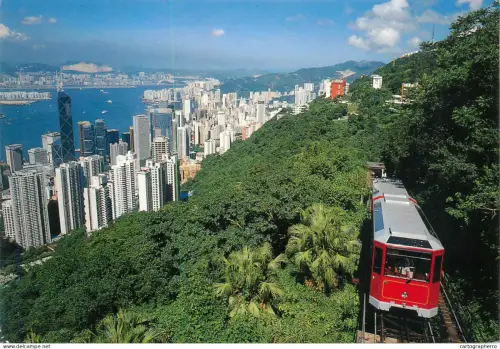 A5393 Hong-Kong Peak Tram railway aerial view