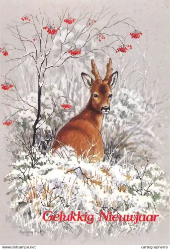 A5390 New Year greetings deer