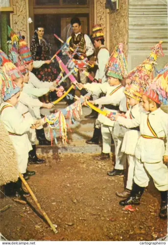 A5390 Romanian Winter Holidays customs folklore children wearing typical folk costumes