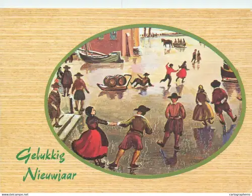 A5390 Winter Holidays greetings winter scenery ice rink illustration types and scenes typical clothing