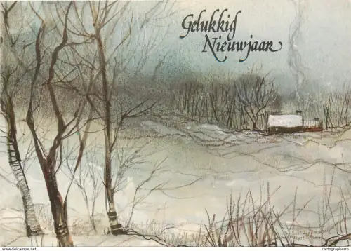 A5390 Winter Holidays greetings forest winter scenery