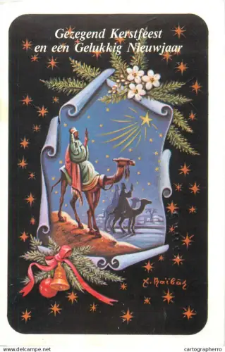 A5390 Winter Holidays greetings The Three Magi Kings illustration