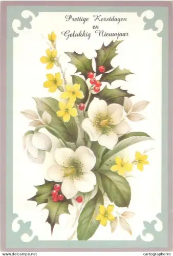 A5390 Winter Holidays greetings floral motif