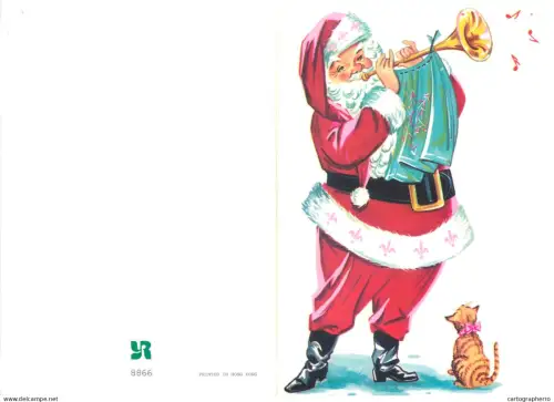 A5389 Santa Claus trumpet singing for cat
