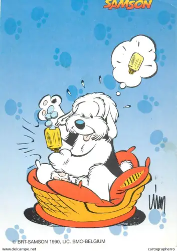 A5389 Brt Samson 1990 Lic BMC Belgium dog funny animals illustration