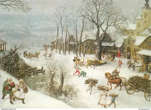 A5388 Winter Holidays greetings winter scenery snowy day rural area