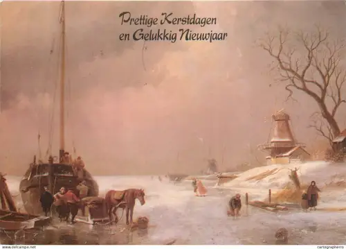 A5388 New Year greetings illustration countryside winter scenery