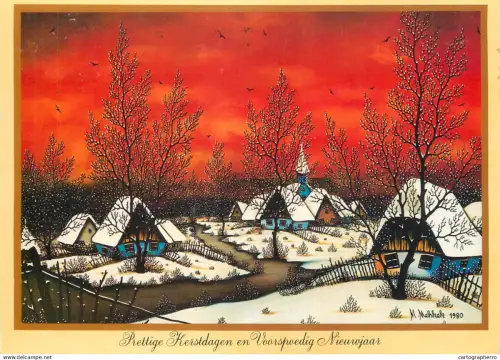A5388 Winter Holidays greetings illustration winter scenery