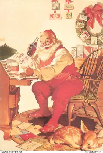 A5388 Santa Claus with Coca Cola bottle reading children letters