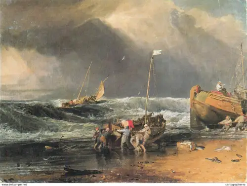 A5384 Fishermen hauling a boat ashore JMV Turner painting