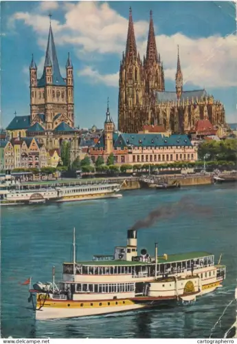 A5383 Germany Koln am Rhein waterfront and sailing vessel