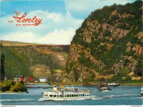 A5383 Germany Loreley Felsen bei St Goar am Rhein sailing vessel