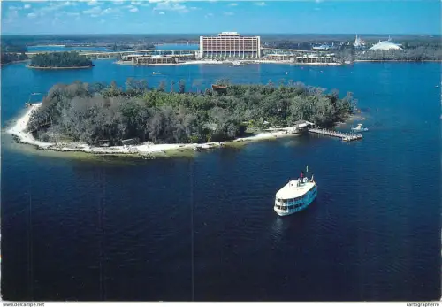A5381 Boats & sailing ships postcard Disneyworld Discovery Island sailing vessel aerial view