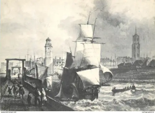 A5381 Boats & sailing ships postcard France Dunkerque vue de port 1810 gravure de Rouargue