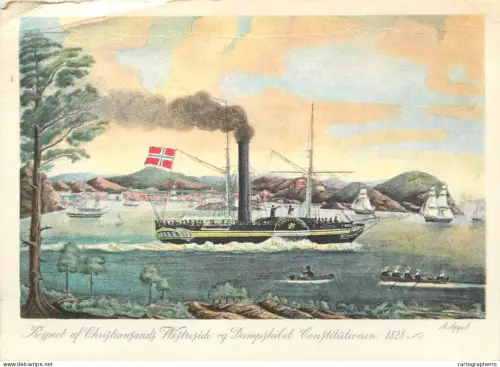 A5381 Boats & sailing ships postcard "Constitutionen" Norvegian sailing ship