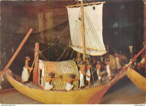 A5381 Boats & sailing ships postcard model boat with linen sail XI dynasty 2060 BC
