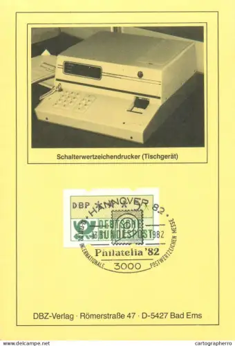 A5377 Postal history postcard Schalterwertzeichendrucker (Tischgerat)
