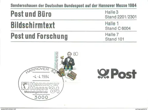 A5377 Postal history postcard Sonderschauen der Deutschen Bundespost auf der Hannover Messe 1984