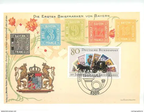 A5377 Postal history postcard Die Ersten Brifmarken von Bayern