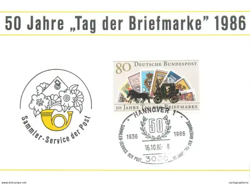 A5377 Postal history postcard 50 Jahre "Tag der Briefmarke"1986 Hannover