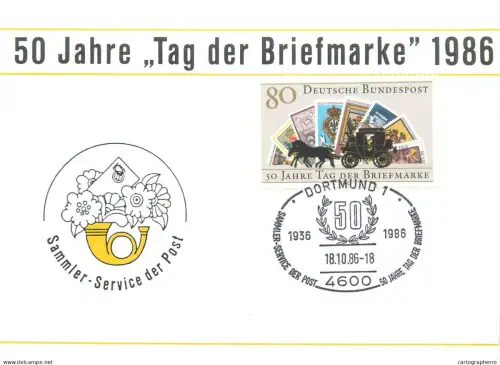 A5377 Postal history postcard 50 Jahre "Tag der Briefmarke"1986 Dortmund