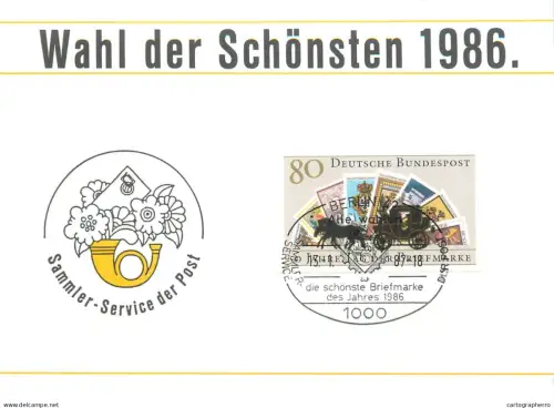 A5377 Postal history postcard Wahl der Schonsten 1986 Sammler Service der Post