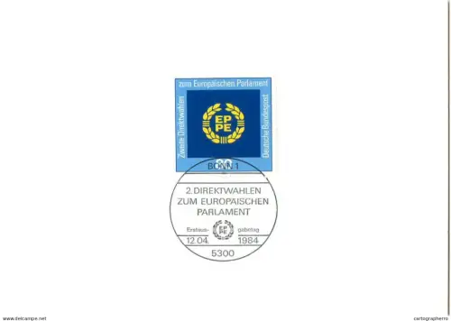 A5377 Postal history postcard Die Sondermarke "Zweite Direktwahlen" zum Europaischen Parlament"