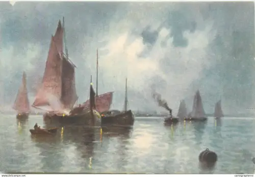 A5858 Sailing Vessels old fine art postcard