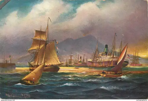 A5858 Sailing Vessels artist postcard