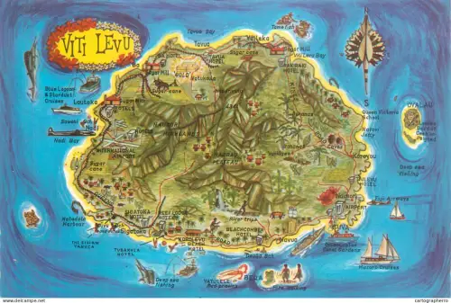 A5858 Viti Levu, Fiji map postcard