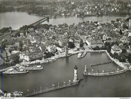A5859 Lindau a. Bodensee aerial view 1956