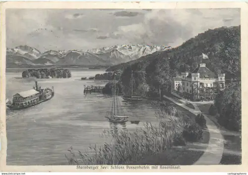 A5857 Starnberg See Schloss Possenhofen AK 1935