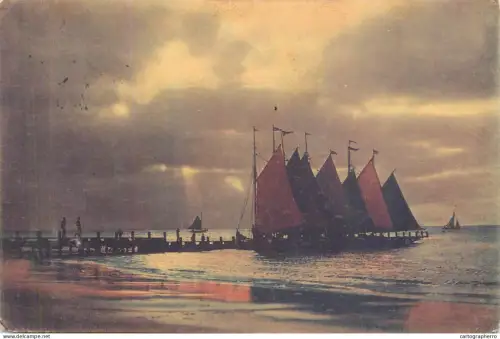 A5857 Sonnenuntergang am Meer AK 1914